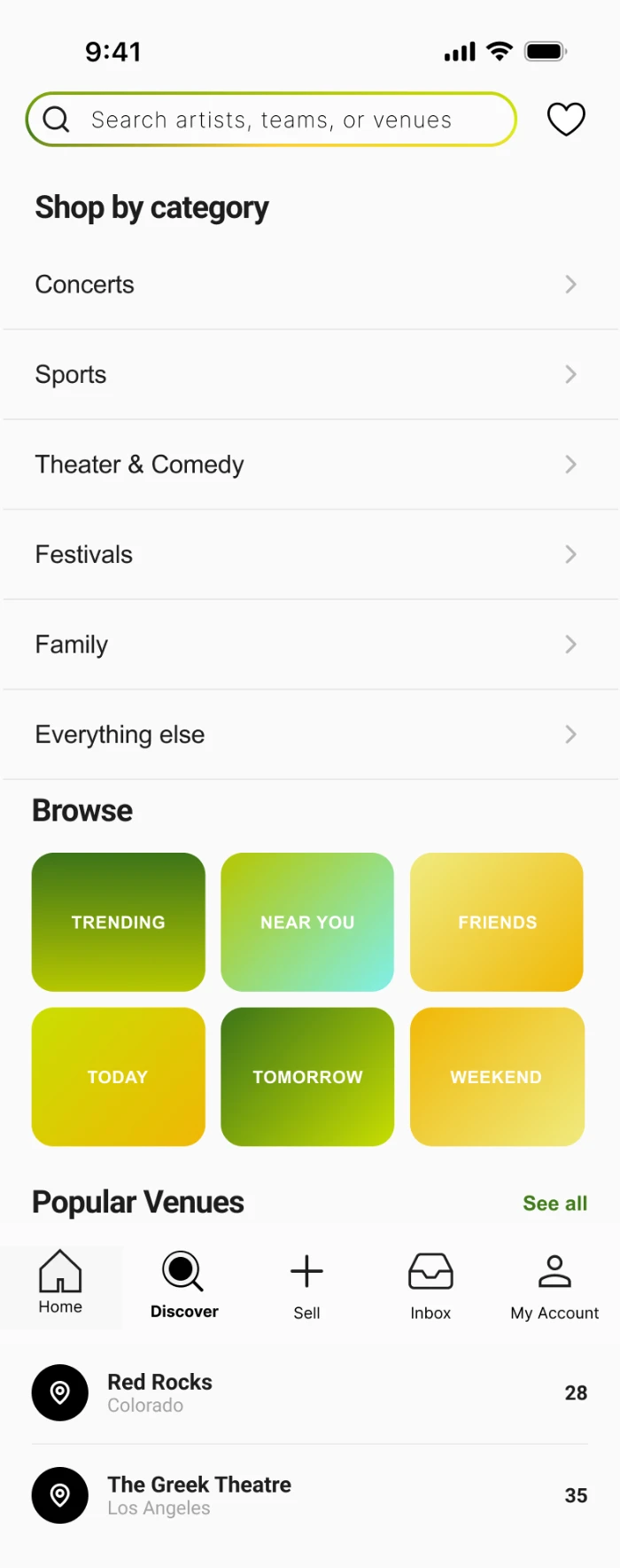 Discover shows by scene and city